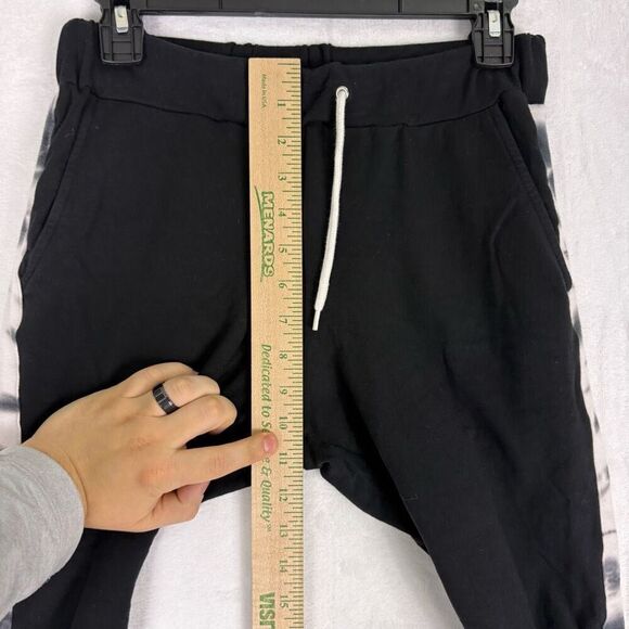 Monrow Black with Black & White Tie Dye Sides Jogger Sweatpants Size XS - Picture 6 of 12